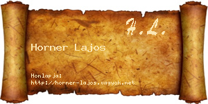 Horner Lajos névjegykártya